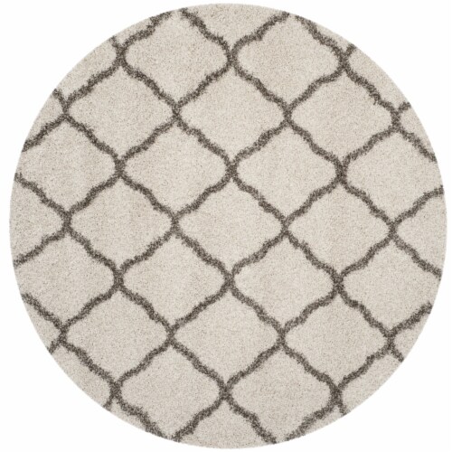 SAFAVIEH Hudson Shag Collection SGH283A Ivory / Grey Rug 9' round Perspective: front