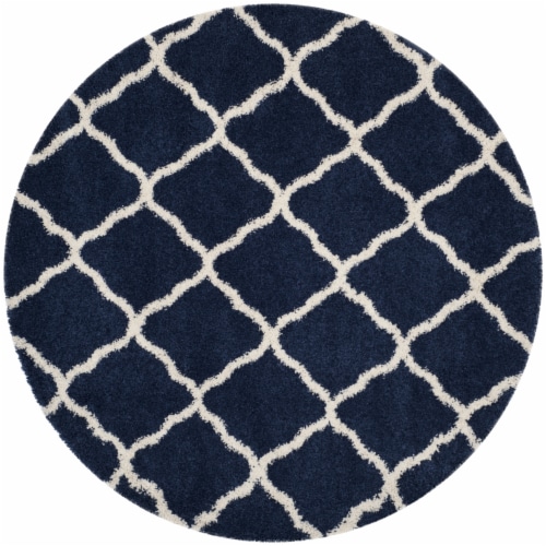 SAFAVIEH Hudson Shag Collection SGH283C Navy / Ivory Rug 5' round Perspective: front
