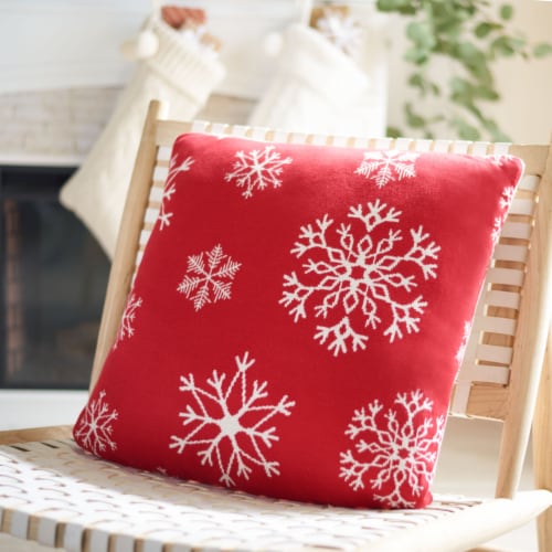 Snow Flake Pillow 1 8 X 1 8 in Red 20 x 20 in King Soopers