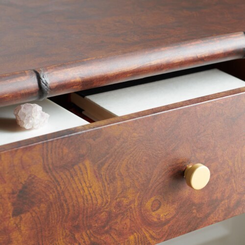 SAFAVIEH Tudor 2-Shelf Console Table Dark Brown / Gold Perspective: front