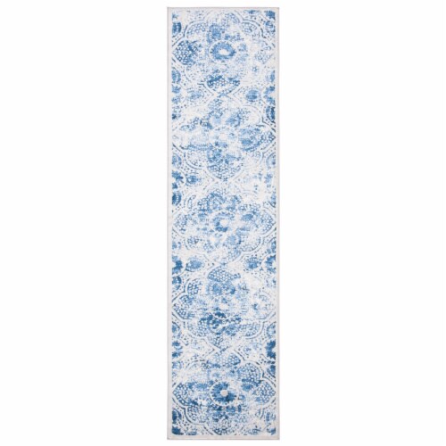 Martha Stewart Brentwood Runner Rug - Cream / Blue Perspective: front