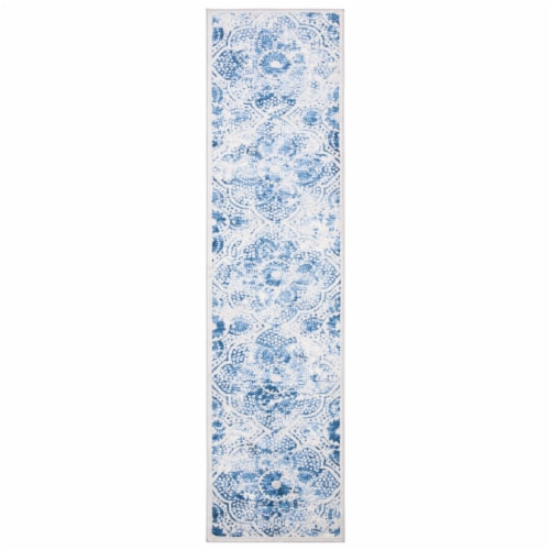 Martha Stewart Brentwood Runner Rug - Cream / Blue Perspective: front