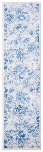 Martha Stewart Brentwood Runner Rug - Cream / Blue Perspective: front