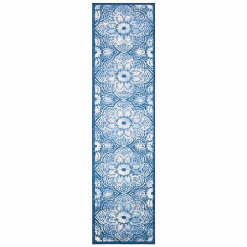 Martha Stewart Brentwood Runner Rug - Navy / Creme Perspective: front
