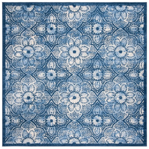 Martha Stewart Brentwood Square Area Rug - Navy / Creme Perspective: front