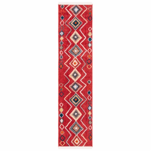 SAFAVIEH Farmhouse Collection FMH599Q Red/Gold Rug 2' 2 x 7' Perspective: front