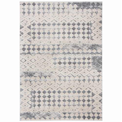 Martha Stewart Collection Lucia Shag Diamond Accent Rug - White/Light Gray Perspective: front