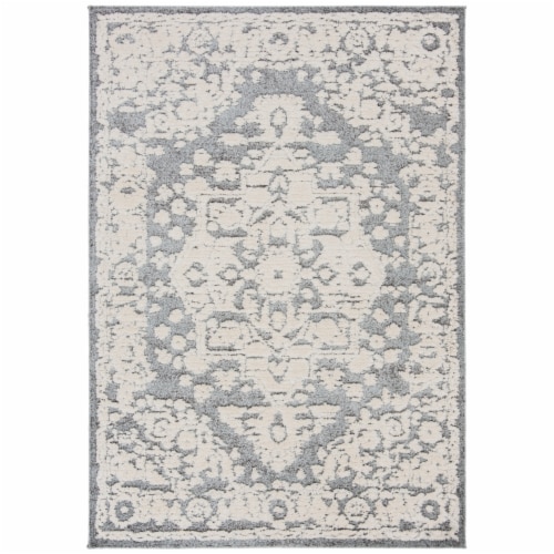 Martha Stewart Collection Lucia Shag Medallion Accent Rug - White/Light Gray Perspective: front