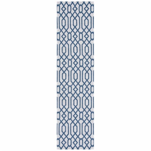 Safavieh Martha Stewart Cotton Floor Runner Rug - Blue/Gray Perspective: front