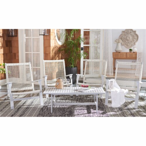 SAFAVIEH Outdoor Collection Deven 5Piece Coffee Set Grey / Grey, CHAIR