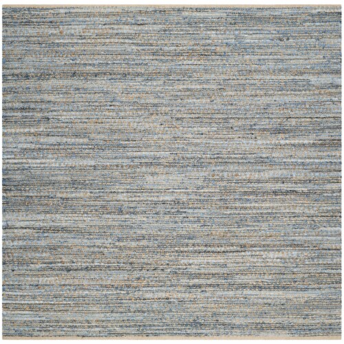 SAFAVIEH Cape Cod CAP350A Handwoven Natural / Blue Rug 10' square, 10
