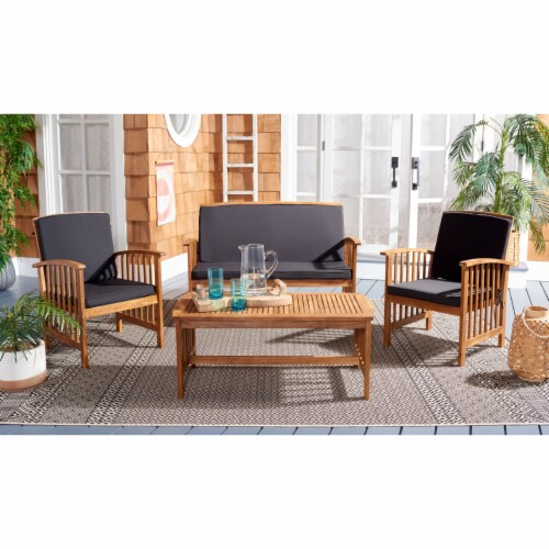 Safavieh PAT7007X Rocklin Outdoor Set Natural Black 4 Piece