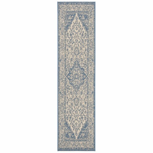 SAFAVIEH Indoor Outdoor BHS137N Beach House Cream / Blue Rug 2' 2 x 6' Perspective: front