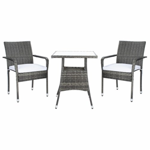 SAFAVIEH Outdoor Collection Laban Bistro Set Grey Brown White