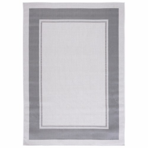 Martha Stewart Courtyard Indoor Outdoor Area Rug - Ivory / Grey Perspective: front