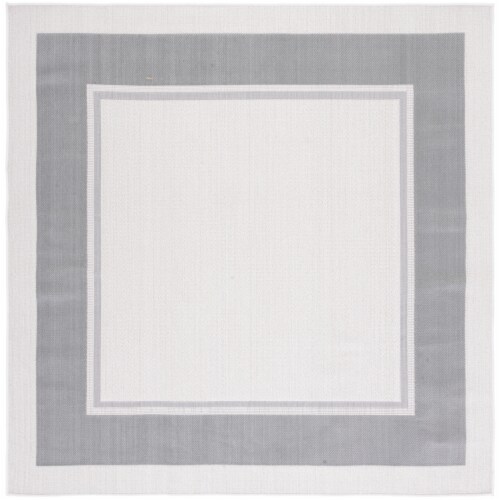 Martha Stewart Courtyard Indoor Outdoor Square Area Rug - Ivory / Grey Perspective: front