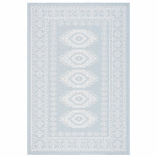 Martha Stewart Courtyard Indoor Outdoor Area Rug - Aqua / Blue Ivory Perspective: front