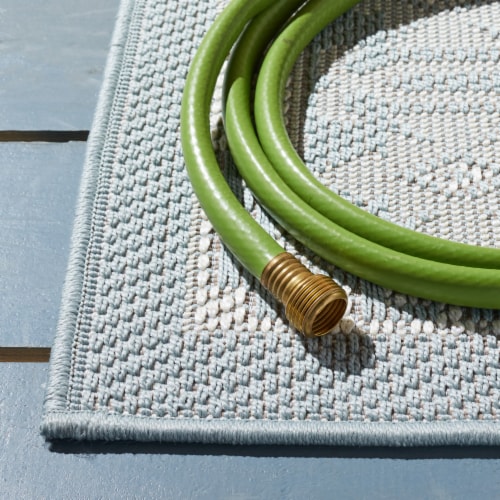 Safavieh Martha Stewart Courtyard Indoor Outdoor Area Rug - Aqua / Blue Ivory Perspective: front