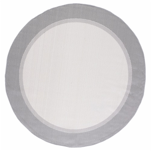 Martha Stewart Courtyard Indoor Outdoor Round Rug - Ivory/Charcoal Perspective: front