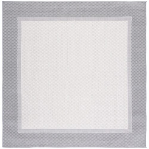 Martha Stewart Courtyard Indoor Outdoor Square Area Rug - Ivory/Charcoal Perspective: front