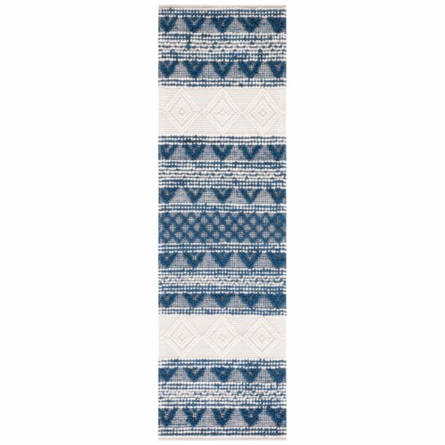 SAFAVIEH Natura NAT502N Handwoven Navy / Ivory Rug 2' 3  x 8' Perspective: front