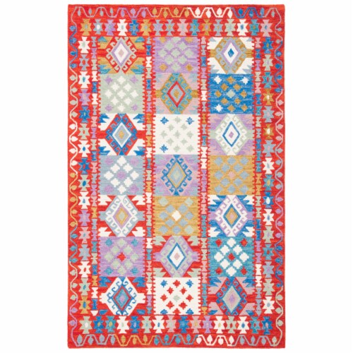 SAFAVIEH Aspen Collection APN409Q Handmade Red/Ivory Rug 2' 3 x 9' Perspective: front