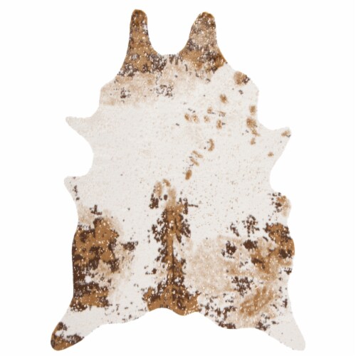 SAFAVIEH Faux Cow Hide FCH207T Beige / Dark Brown Rug 4' x 5' Perspective: front