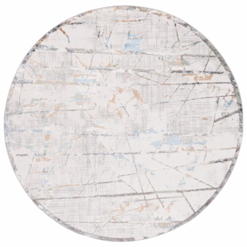 SAFAVIEH Bel Air Collection BLA230B Beige / Grey Rug 6' 7  round Perspective: front