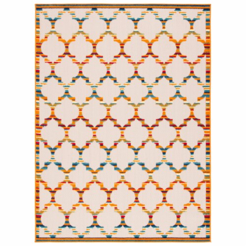 7' x 9' Blue and Orange Moroccan Indoor Outdoor Area Rug 7' x 9' Blue and Orange Moroccan Indoor Outdoor Area Rug