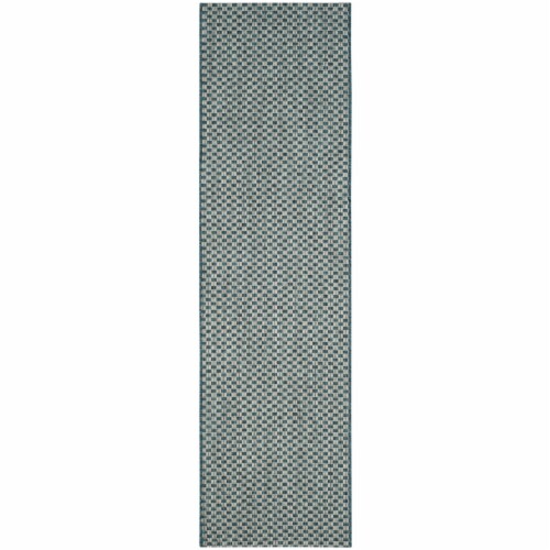 SAFAVIEH Outdoor CY8653-37221 Courtyard Turquoise / Light Grey Rug 2' 3 x 20' Perspective: front