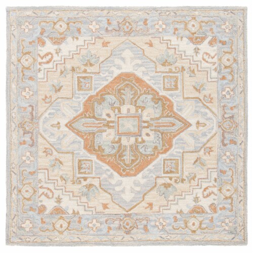SAFAVIEH Heritage HG920B Handmade Beige / Grey Rug 4' square Perspective: front