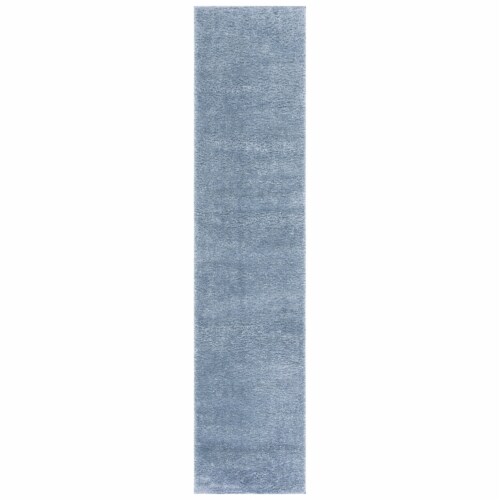 SAFAVIEH Tahoe Shag Collection THO670M Blue Rug 2' x 9' Perspective: front