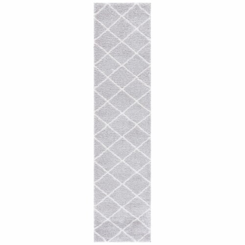 SAFAVIEH Tahoe Shag THO676F Light Grey / White Rug 2' x 9' Perspective: front