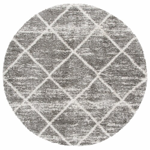 SAFAVIEH Hudson Shag SGH281K Distressed Grey/Ivory Rug 8' round Perspective: front