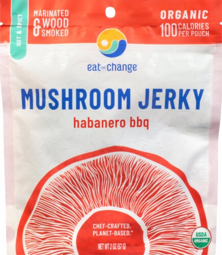 Eat the Change Organic Habanero BBQ Mushroom Jerky Perspective: front