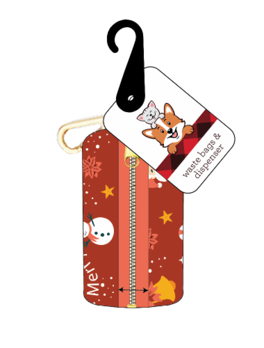 FAF Christmas Holiday Snowman Print Waste Bag Pouch Perspective: front