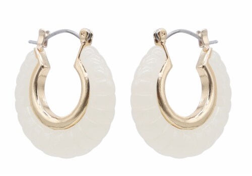 FAF White Gold Acrylic Hoop Earring Perspective: front