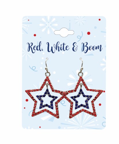 FAF Crystal Star Earrings - Red / White / Blue Perspective: front
