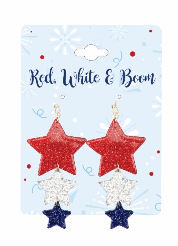 FAF Star Earrings - Red / White / Blue Perspective: front