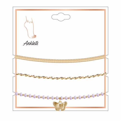 FAF Purple Butterfly Anklet Set - Gold Perspective: front