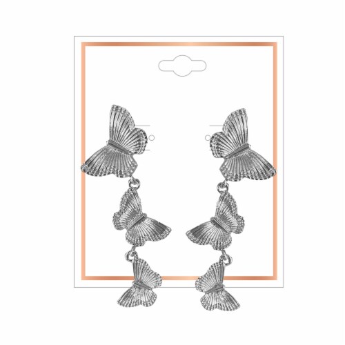 FAF Rhodium Linear Butterfly Earring Perspective: front