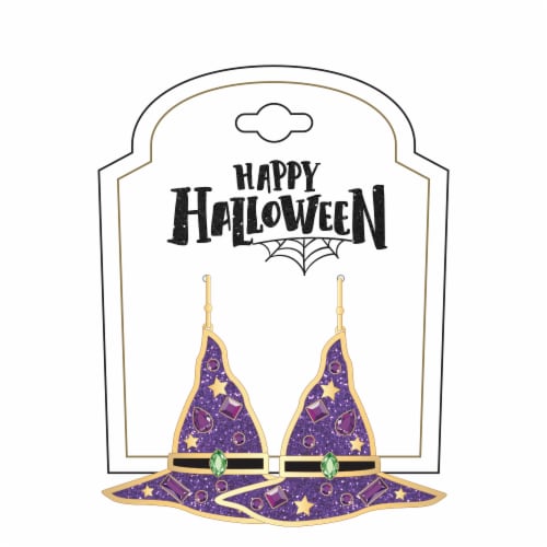 FAF Purple Hat Earrings Perspective: front
