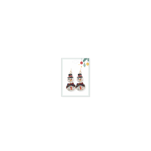 Acrylic / Glass Gold Snowman Earings Perspective: front