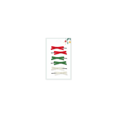 Bobby Pin Hair Bow 6pc Red / Green Perspective: front