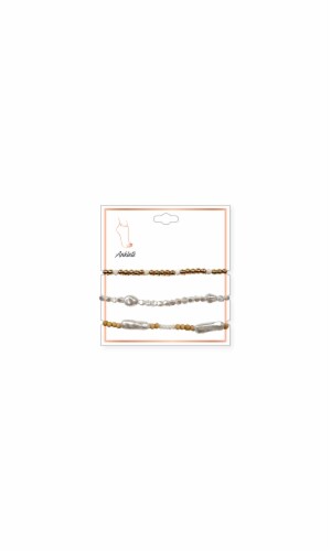 Anklets 3 Piece White Anklet Perspective: front