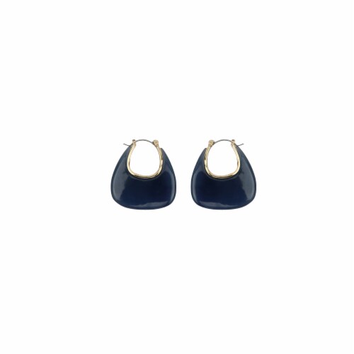 Blue Acrylic Gold Earings Perspective: front