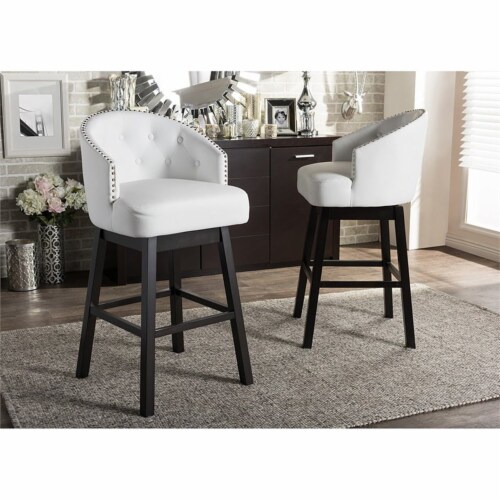 White faux leather cheap swivel bar stools