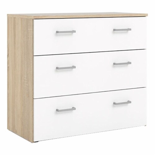 Pemberly Row Contemporary 3 Drawer Engineered Wood Chest in Oak