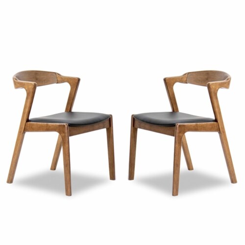Black leather and hotsell wood dining chairs