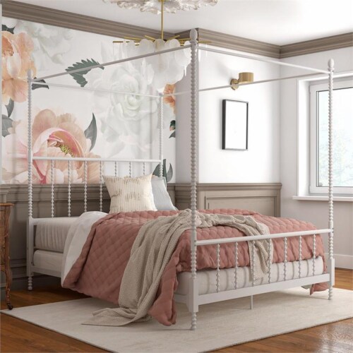 Metal canopy bed frame full sales